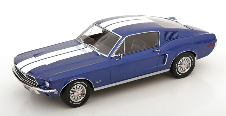 KK-スケール 1/18 フォード マスタング GT ファストバック 1968 ブルーメタリック ホワイト KK-Scale 1:18 Ford Mustang GT Fastback 1968 bluemetallic white