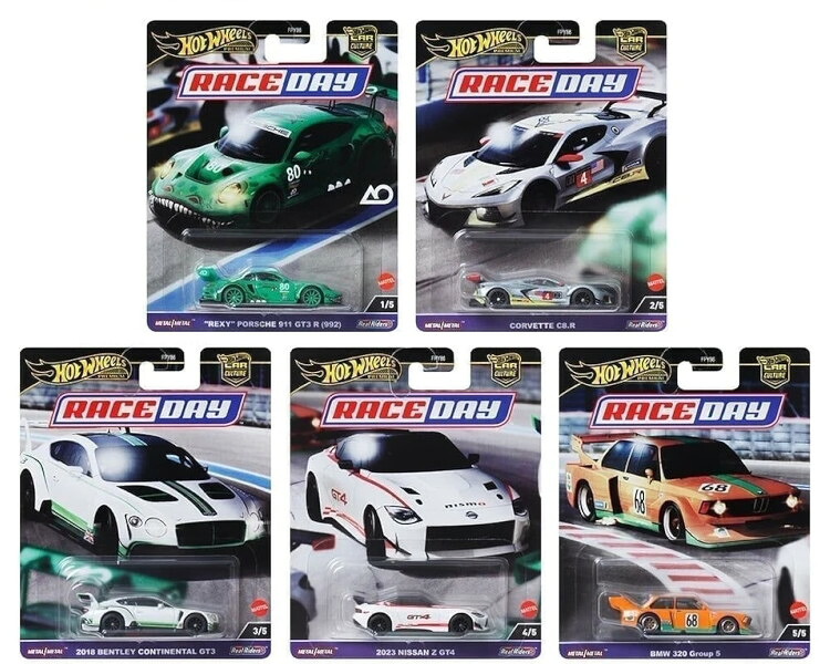 ホットウィール 1/64 プレミアム 2024 カーカルチャー Dケース レースデイ 5台セットHot Wheels 1:64 Premium 2024 Car Culture D Case Race Day Set of 5｜Reowide モデルカー カタログ SHOP