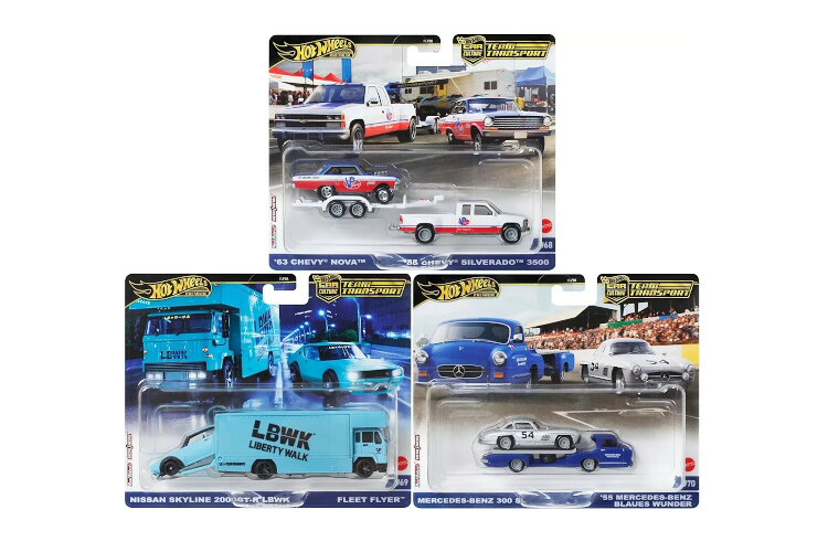 ホットウィール 1/64 3台仕掛ける 2024 鉄道車両一般教養 野球クラブ移送 C入れものHot Wheels 1:64 3-Car Set 2024 Car Culture Team Transport C Case