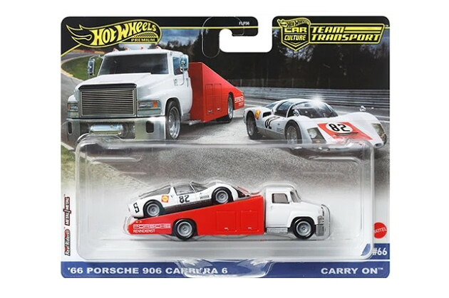 ホットウィール 1/64 野球クラブ移送 #66 キャリーオン \u0026 \u002766 ポルシェ 906 カレラ 6Hot Wheels 1:64 Team Transport #66 Carry On \u0026 \u002766 Porsche 906 Carrera 6