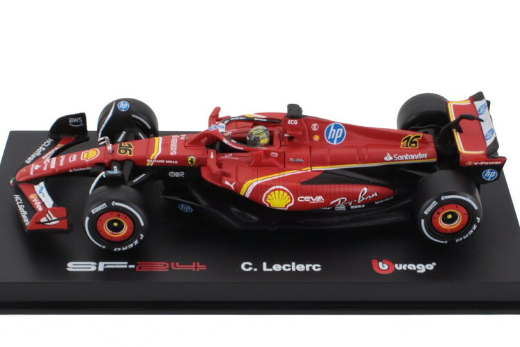 ブラーゴ 1/43 フェラーリ SF-24 チーム スクーデリア フェラーリ #16 優勝 イタリア モンツァ グランプリ 2024 シャルル ルクレール ドライバーフィギュア付き ショーケース付き Bburago 1:43 FERRARI F1 SF-24 TEAM SCUDERIA FERRARI N16 WINNER ITALY MONZA GP 2024