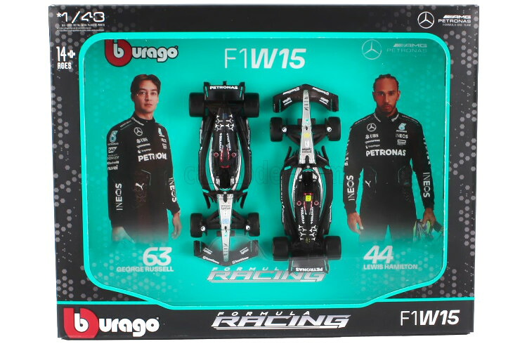 ブラーゴ 1/43 メルセデス グランプリ 仕掛ける 公式1 2台 W15 ペトロナス 公式1 #44 陽気 2024 ルイス ハミルトン #63 ジョージ ラッセルBburago 1:43 MERCEDES GP SET F1 2X W15 PETRONAS FORMULA ONE N44 SEASON 2024 LEWIS HAMILTON N63 RUSSELL 車-乗り物のおもちゃ