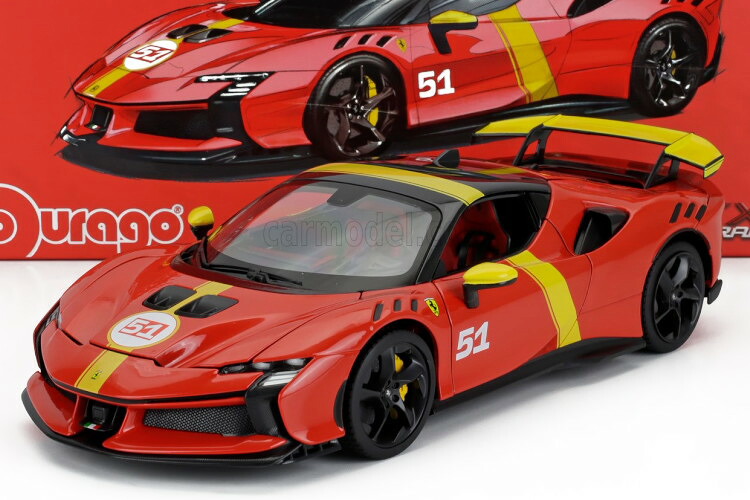 ブラーゴ 1/18 フェラーリ SF90 XX #51 ル・マン24時間 優勝 2023 リバリー 開閉Bburago 1:18 Ferrari SF90 XX #51 24h LeMans Winner 2023 Livery|Reowide モデルカー カタログ SHOP