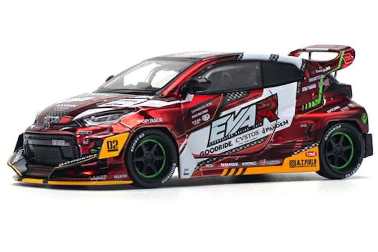 ポップレース 1/64 EVA RT プロダクションモデル-02 グッドライド トヨタ GRヤリス クロームレッド Pop Race 1:64 EVA RT Production Model-02 Goodride Toyota GR Yaris Chrome Red