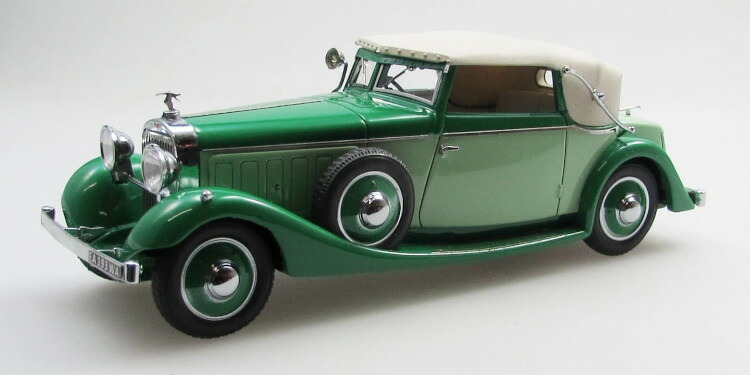 ESVAL MODEL 1/43 イスパノ スイザ J12 落っこちる上端 オープンカー スリー空間的関係 クローズド フェルナンデス \u0026 ダリン 1934 2声の調子 緑であること 白いことESVAL MODEL 1:43 HISPANO SUIZA J12 DROPHEAD CONVERTIBLE THREE POSITION CLOSED BY FERNANDEZ \u0026 DARRIN