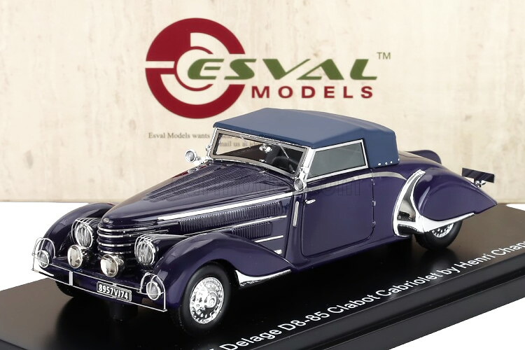 ESVAL MODEL 1/43 ドラージュ D8-85 クラボ 読み込むはやりっ子 アンリ シャプロン クローズド 1935 2声の調子 青みESVAL MODEL 1:43 DELAGE D8-85 CLABOT ROADSTER HENRI CHAPRON CLOSED 1935 2 TONE BLUE