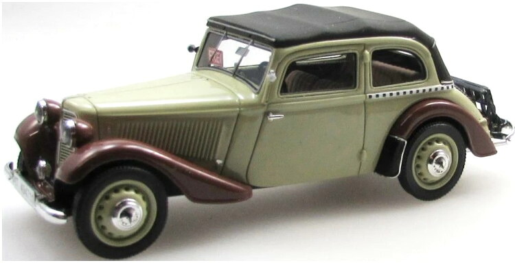 ESVAL MODEL 1/43 アドラー トランプフ 御坊っちゃん 2部屋の入り口 カブリオレ クローズド 1934 ベージュ 赤銅色 黒いことESVAL MODEL 1:43 ADLER TRUMPF JUNIOR 2-DOOR CABRIOLET CLOSED 1934 BEIGE BROWN BLACK