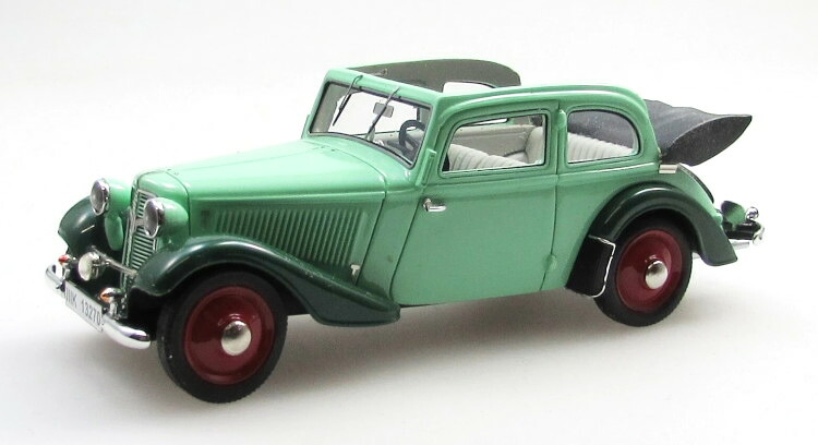 ESVAL MODEL 1/43 アドラー トランプフ 御坊っちゃん 2部屋の入り口 カブリオレ 開けっ広げ 1934 2声の調子 緑であること 赤いことESVAL MODEL 1:43 ADLER TRUMPF JUNIOR 2-DOOR CABRIOLET OPEN 1934 2 TONE GREEN RED