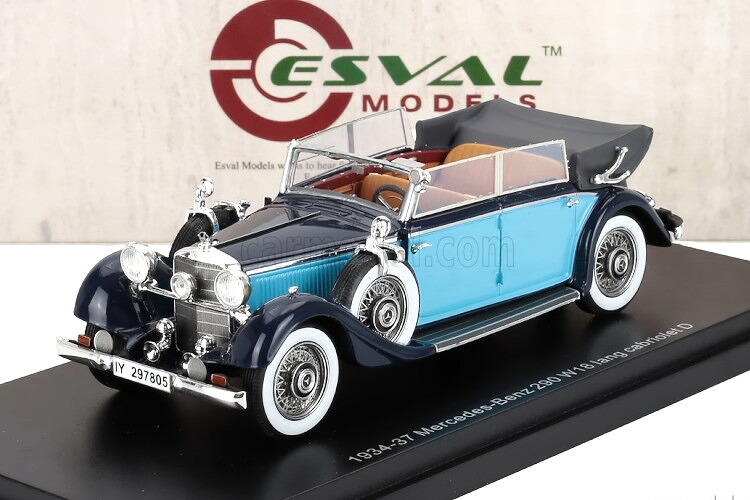 ESVAL MODEL 1/43 メルセデス ベンツ 290 W18 D パッソ ルンゴ カブリオレ 開けっ広げ 1933 2声の調子 青みESVAL MODEL 1:43 MERCEDES BENZ 290 W18 D PASSO LUNGO CABRIOLET OPEN 1933 2 TONE BLUE