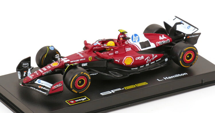 ブラーゴ 1/43 フェラーリ SF-25 2025 ハミルトン ドライバーフィギュアBburago 1:43 Ferrari SF-25 2025 Hamilton with driver figurine and ShowCase｜Reowide モデルカー カタログ SHOP