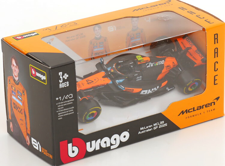 ブラーゴ 1/43 マクラーレン MCL39 世界はやりっ児 2025 ノ木鼠Bburago 1:43 McLaren MCL39 World Champion 2025 Norris 乗り物のおもちゃ-おもちゃ-ミニカー・トイカー