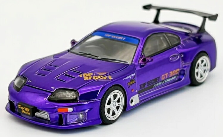 ポップレース 1/64 トップシークレット トヨタ GT300 スープラ クローム パープル 東京オートサロン Pop Race 1:64 Top Secret Toyota GT300 Supra Chrome Purple Tokyo Auto Salon
