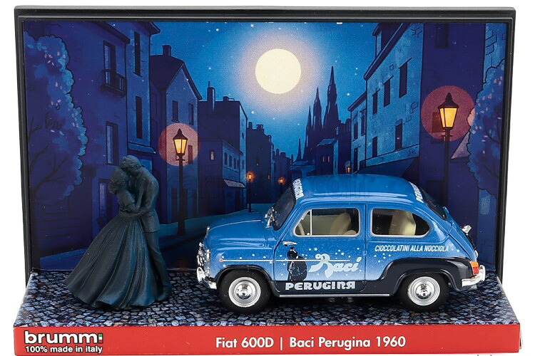 ブルム PROM 1/43 フィアット 600D ベルリーナ バーチ ペルジーナ フィギュア付 1960 ブルー ブラック 200台限定BRUMM PROM 1:43 FIAT 600D BERLINA BACI PERUGINA WITH FIGURES 1960 BLUE BLACK LIMITED 200 pcs|Reowide モデルカー カタログ SHOP