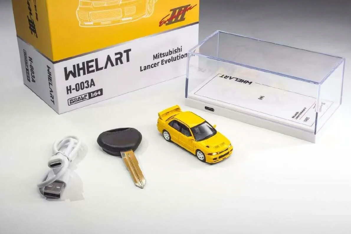 whelart 1/64 三菱 ランサー エボリューション 3 EOV 3 ライトアップ イエロー whelart 1:64 Mitsubishi Lancer Evolution III EOV 3 Yellow