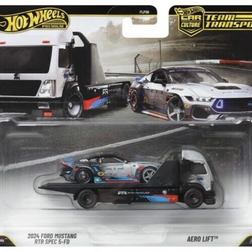 ホットウィール 1/64 プレミアム 2026 チームトランスポート フォード マスタング RTR + エアロリフトHot Wheels 1:64 Premium 2026 Team Transport Ford Mustang RTR + Aero Lift