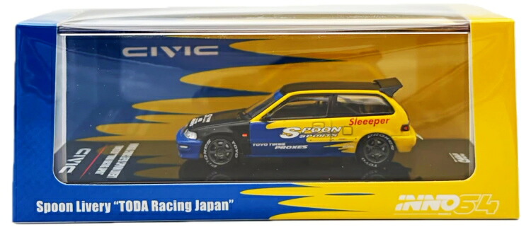 イノ64 1/64 ホンダ シビック EF9 スプーンリバリー 戸田レーシング チューン 日本INNO64 1:64 Honda Civic EF9 Spoon Livery Tuned By Toda Racing Japan|Reowide モデルカー カタログ SHOP