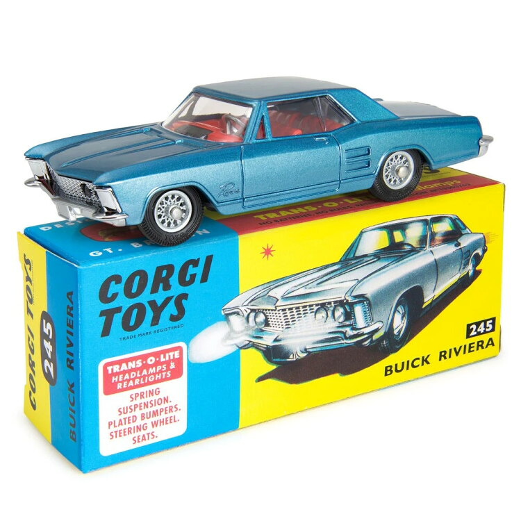 コーギー 1/43 ビュイック Riviera 1964 ブルーメタリックCorgi 1:43 Buick Riviera 1964｜Reowide モデルカー カタログ SHOP