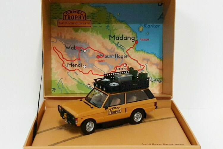 Almost Real 1/43 ランドローバー レンジローバー キャメル トロフィー ギニア 1982 イエロー ブラウンAlmost Real 1:43 Land Rover Range Rover Camel Trophy Guinea 1982 yellow-brown｜Reowide モデルカー カタログ SHOP