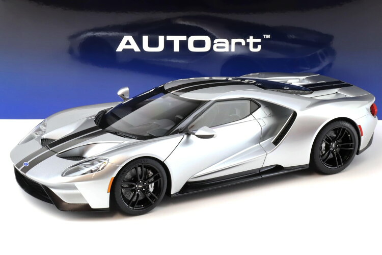 オートアート 1/12 フォード GT 2017 インゴットシルバー ブラックストライプAUTOart 1:12 Ford GT 2017 ingot silver black stripes｜Reowide モデルカー カタログ SHOP