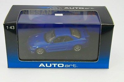【絶版】オートアート 1/43 日産 R34 スカイライン GT-R V-Spec 2 ベイサイドブルー #57331｜Reowide モデルカー カタログ SHOP