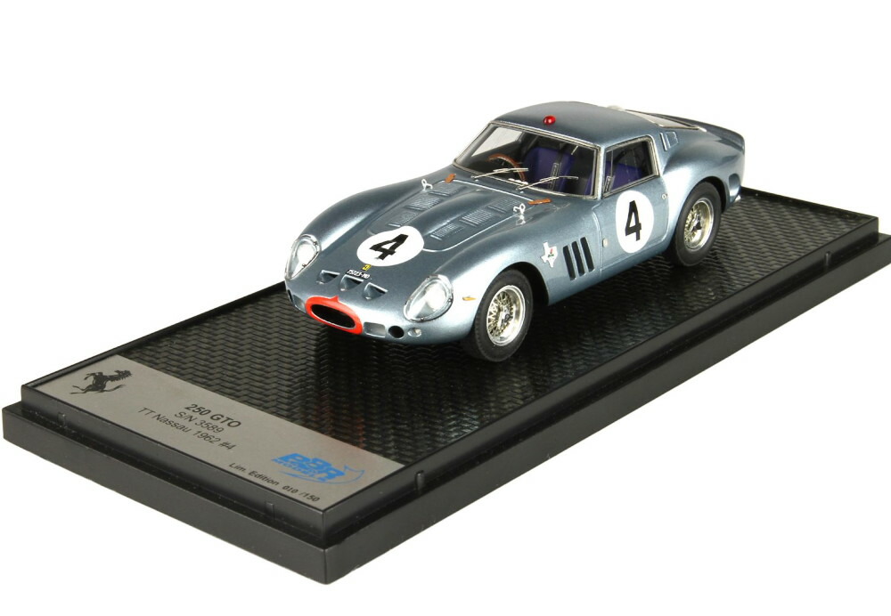 BBR 1/43 フェラーリ 250 GTO S/N 3589 TT Nassau ツーリスト トロフィー Nassau 1962 #4 Innes Ireland 150台限定 Ferrari 250 GTO S/N 3589 TT Nassau Tourist Trophy Nassau 1962 Car #4 Driver Innes Ireland limitation 150 pcs