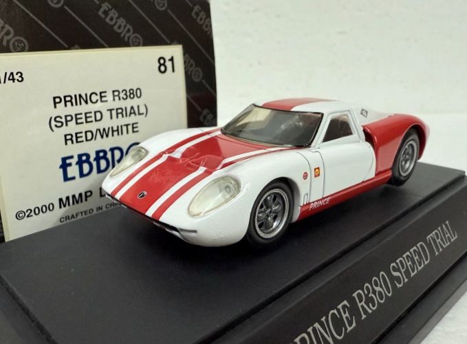 エブロ 1/43 日産 プリンス R380 スピードトライアル ホワイト レッド Ebbro 1:43 Nissan Prince R380 Speed Trial WHITE RED