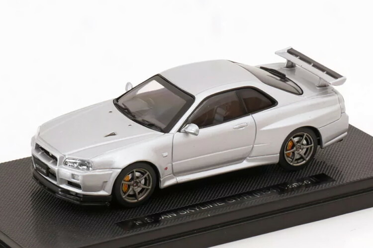 EBBRO 日産 SKYLINE GT-R（R34）Ｖ-spec Ⅱ 1/43 EBBRO 1/43 Nissan Skyline GT-R R34 V Spec II Silver Finished