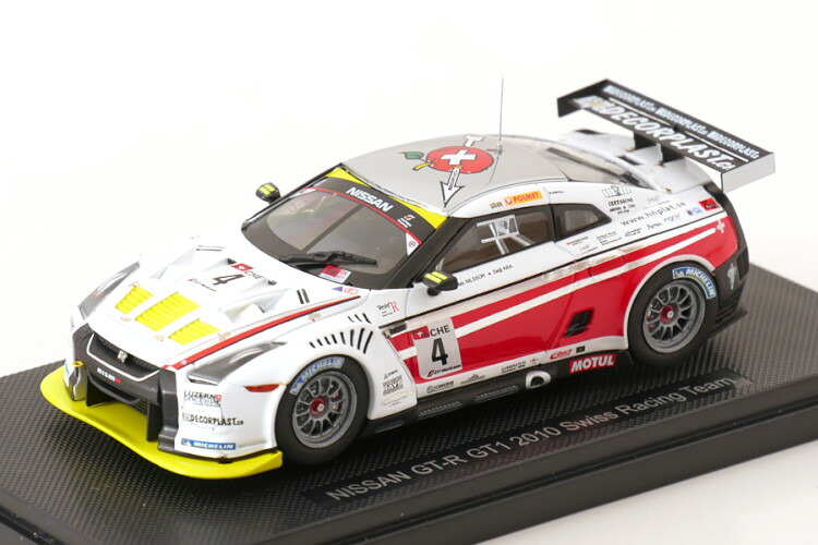 エブロ 1/43 日産 GT-R GT1 #4 FIA グランドツーリング選手権 2010 スイスレーシングチーム Max Nilsson/Seiji Ara Ebbro 1:43 Nissan GT-R GT1 No4 FIA GT Championship 2010 Swiss Racing Team Max Nilsson/Seiji Ara