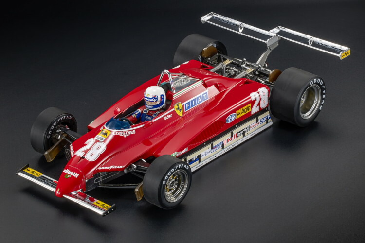 GP写し物 1/12 フェラーリ F1 126C2 #28 ロング砂浜 USA オベスト グランプリ 1982 ディディエ ピローニ 飛行士図形付GP-REPLICAS 1:12 FERRARI F1 126C2 N28 LONG BEACH USA OVEST GP 1982 DIDIER PIRONI with pilot figure