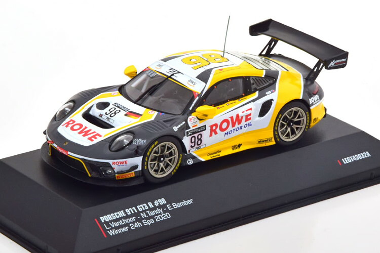 イクソ 1/43 ポルシェ 911 GT3 R 勝ち得る 24第四次元スパ 2020 ローヴェレーシング バン赤ちょうちん ヴァントールIxo 1:43 Porsche 911 GT3 R Winner 24h Spa 2020 Rowe Racing Bamber/Tandy/Vanthoor ミニカー・トイカー-車