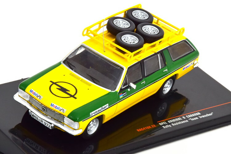 イクソ 1/43 オペル アドミラル B キャラバン イルムシャー ラリー アシスタンス イエロー/グリーン Ixo 1:43 Opel Admiral B Caravan Irmscher Rally Assistance yellow green