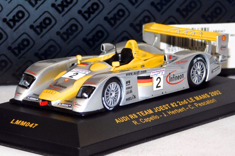 イクソ 1/43 アウディ R8 2002 #2 2ND ル・マン 2002Ixo 1:43 AUDI R8 2002 R. CAPELLO-J. HERBERT-C. PESCATORI #2 2ND LE MANS 2002｜Reowide モデルカー カタログ SHOP 10,804円