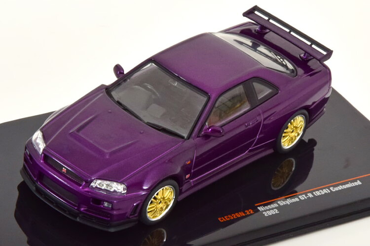 イクソ 1/43 日産 視水平線 GT-R (R34) カスタマイズ 2002 パープルメタリックIxo 1:43 Nissan Skyline GT-R (R34) Customized 2002 purple-metallic 車-ミニカー・トイカー