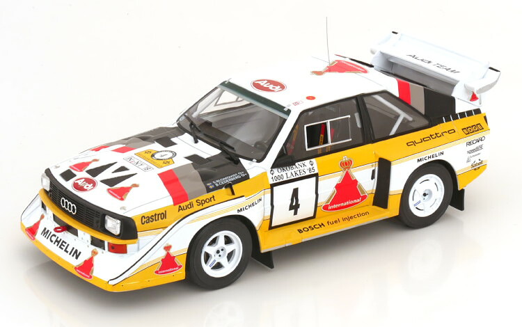 イクソ 1/18 アウディ スポーツ クワトロ S1 #4 1000湖ラリー 1985 Blomquist/Cederberg Ixo 1:18 Audi Sport Quattro S1 No 4 Rally 1000 Lakes 1985 Blomquist/Cederberg