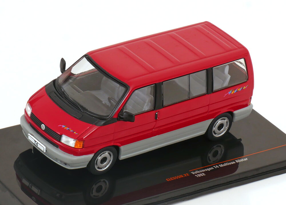 イクソ 1/43 フォルクスワーゲン T4 マルチヴァン オールスター 1992 赤いこと/薄墨色Ixo 1:43 VW T4 Multivan Allstar 1992 red/grey 車-乗り物のおもちゃ