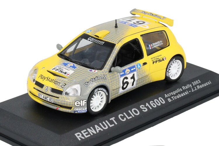 イクソ 1/43 ルノー クリオ S1600 #61 2003 B.ティラバッシIXO 1:43 Renault Clio S1600 #61 2003 B. Tirabassi 車-おもちゃ