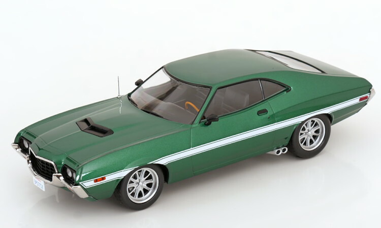 イクソ 1/18 ジェラルド・r・フォード グラントリノ 運動競技 2部屋の入り口 1972 カスタム メタリックグリーンIXO 1:18 Ford Gran Torino Sport 2Door 1972 Custom Metallic Green