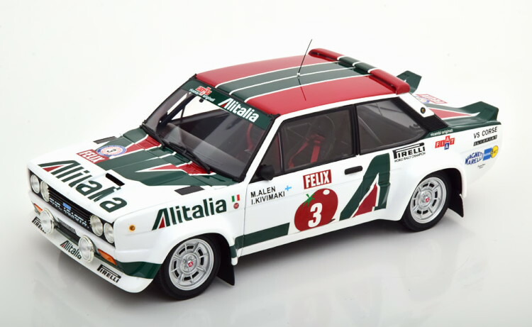京商 1/18 命令 131 アバルト #3 ラリー1000 花の冠クス 1978 アリタ後押し ウディアレンKyosho 1:18 Fiat 131 Abarth No 3 Rally 1000 Lakes 1978 Alitalia Alen Kivimaki