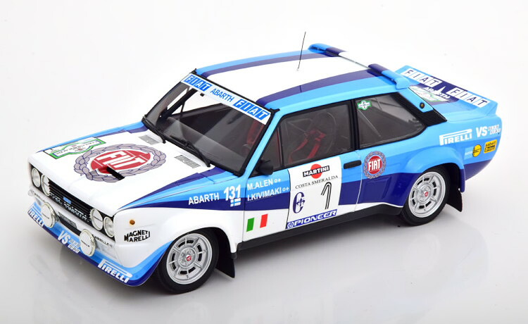 京商 1/18 命令 131 アバルト #1 ラリー コスタ スメラルダ 1981 ウディアレンKyosho 1:18 Fiat 131 Abarth No 1 Rally Costa Smeralda 1981 Alen Kivimaki