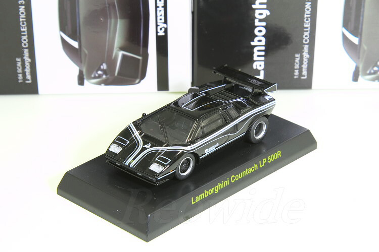 ＜中古品＞京商 1/64 ランボルギーニ カウンタック LP 500R ブラック/ブラックホイール ランボルギーニ ミニカーコレクション3 Kyosho 1/64 Lamborghini Countach LP 500R black/blackwheels