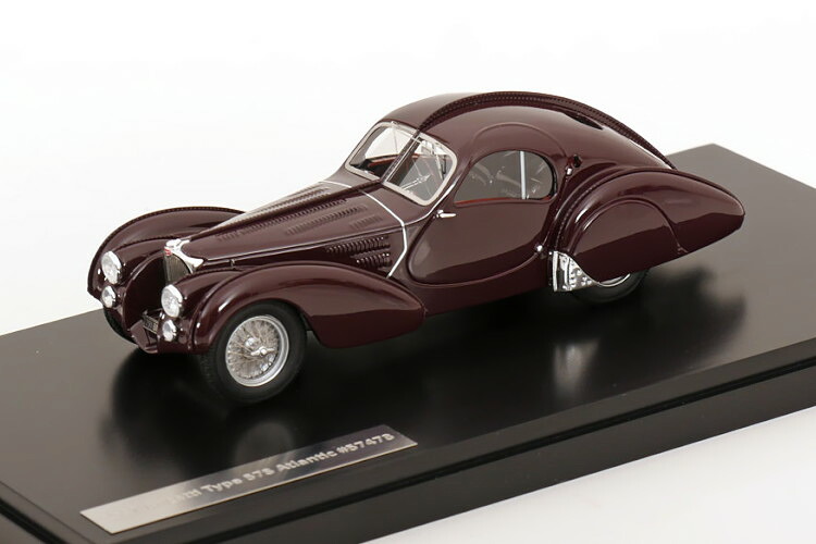 行列 1/43 ブガッティ 印字機 57S アトランティック 1937 うす暗い赤いことMatrix 1:43 Bugatti Type 57S Atlantic 1937 darkred