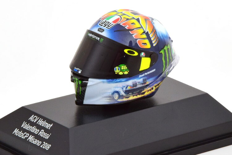 ミニチャンプス 1/8 AGV 安全帽 MotoGP ミサノ 2018 ロッシ \u003cBR\u003eMinichamps 1:8 AGV Helm Moto GP Misano 2018 Rossi ミニカー・トイカー-おもちゃ-乗り物のおもちゃ