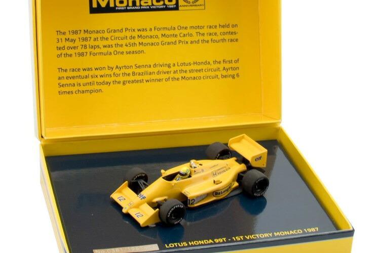 ミニチャンプス 1/43 ロータス ホンダ 99T 1st Victory モナコGP フォーミュラ 1 1987 A. Senna Minichamps 1:43 Lotus Honda 99T 1st Victory GP Monaco formula 1 1987 A. Senna