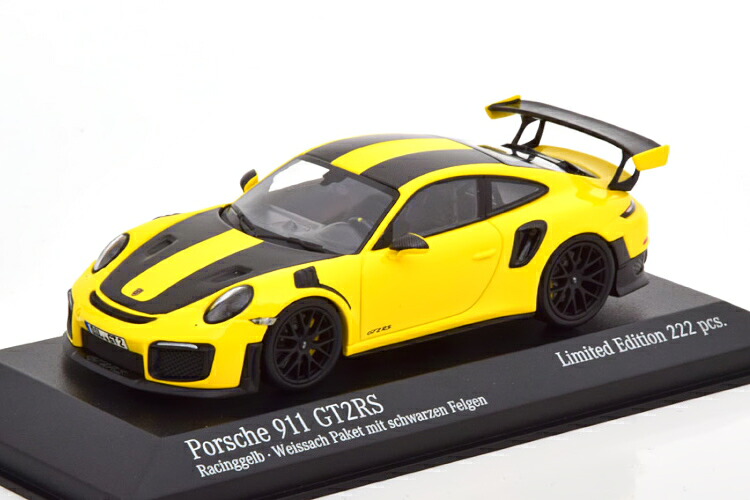 ミニチャンプス 1/43 ポルシェ 911 991 2 GT2 RS ヴァイザッハ パッケージ 2018 レーシング イエロー ブラック 222台限定 Minichamps 1:43 Porsche 911 991 2 GT2 RS Weissach package 2018 racing yellow black Limitation 222 pcs.