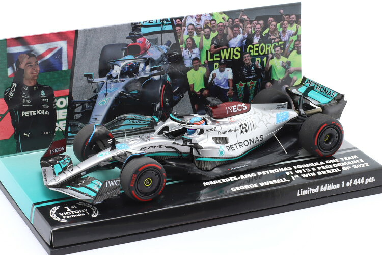 ミニチャンプス 1/43 メルセデス・ベンツ AMG F1 W13 #63 1st F1 優勝 ブラジルGP フォーミュラ1 444台限定 Minichamps 1:43 Mercedes AMG F1 W13 #63 1st F1 Win Brazil GP formula 1 Limited Edition 444 pcs