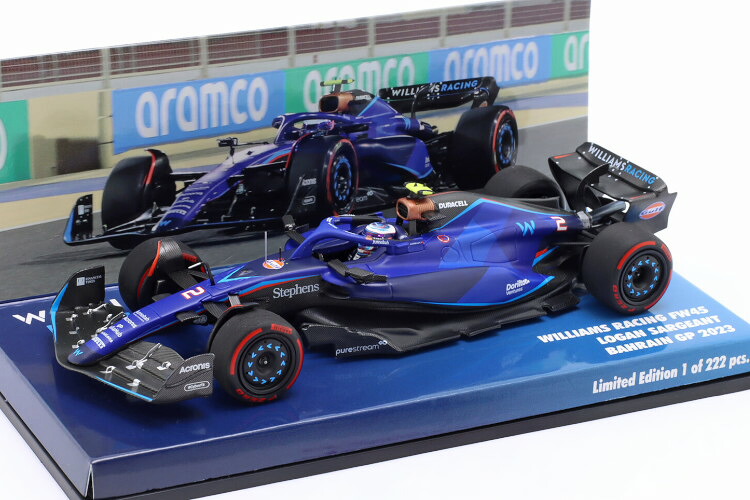 ミニチャンプス 1/43 ウィリアムズ FW45 #2 バーレーンGP 数式 1 2023 Logan Sargeant 222台押さえる\u003cBR\u003eMinichamps 1:43 Williams FW45 #2 Bahrain GP Formula 1 2023 Logan Sargeant Limited Edition 222 pcs