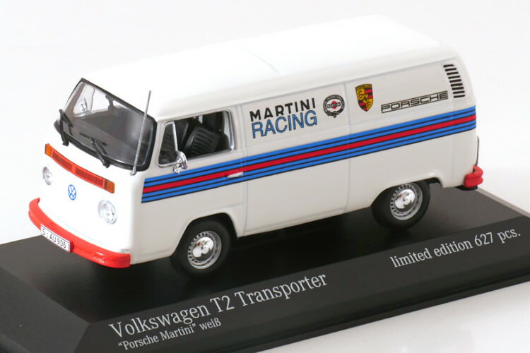 ミニチャンプス 1/43 フォルクスワーゲン T2 ボックス マティーニ ポルシェ レンディエンスト 1972 ホワイト 504台限定 Minichamps 1:43 VW T2 box Martini Porsche Renndienst 1972 white Limited Edition 504 pcs