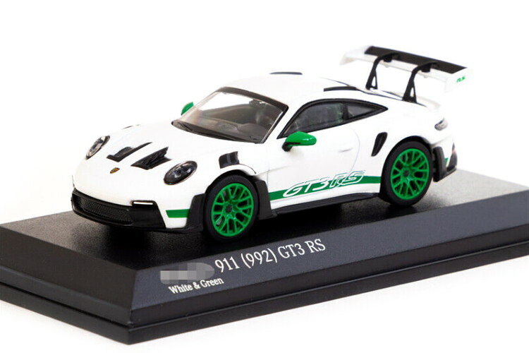 Tarmac x ミニチャンプス 1/64 ポルシェ 911 (992) GT3 RS 白いこと/緑であることTarmac x Minichamps 1:64 PORSCHE 911 (992) GT3 RS White/Green 車-乗り物のおもちゃ-ミニカー・トイカー