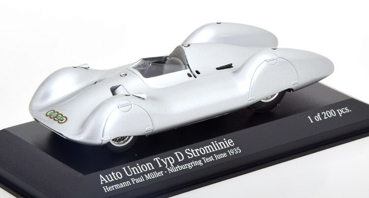 ミニチャンプス 1/43 アウトウニオン Typ D Stromlinie テスト ニュルブルクリンク 1935 M・・ller 200台限定 Minichamps 1:43 Auto Union Typ D Stromlinie Test Nuerburgring 1935 M・・ller Limited Edition 200 pcs