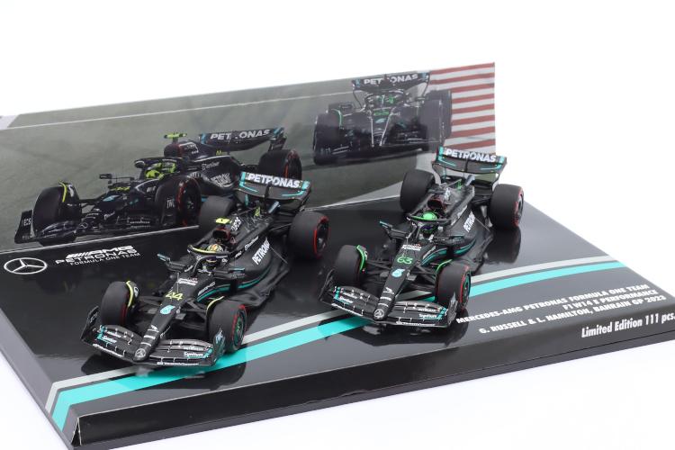 ミニチャンプス 1/43 2台セット Hamilton #44 & Russell #63 バーレーンGP フォーミュラ1 2023 111台限定Minichamps 1:43 Mercedes-AMG F1 W14 E Performance 2-Car Set Hamilton #44 & Russell #63 5th & 7th Bahrain GP Formula 1 2023 limitation 111 pcs|Reowide モデルカー カタログ SHOP